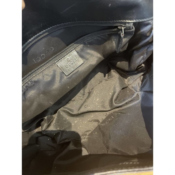 Gucci vintage black leather Shoulder Handbag inside zip pocket 0013347002058 - Picture 7 of 12